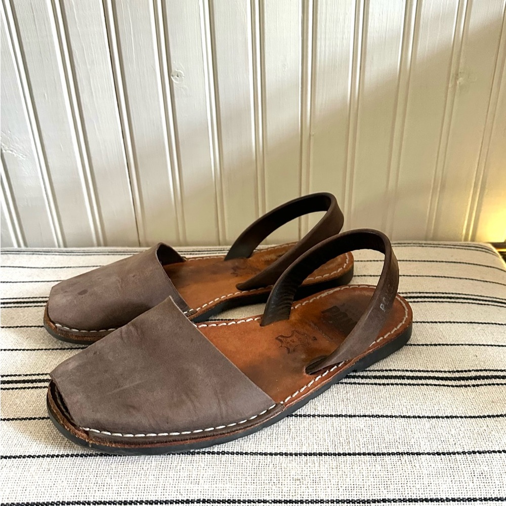 PONS Avarcas Leather Slingback Flats, Lava 8/38 - Picture 2 of 5